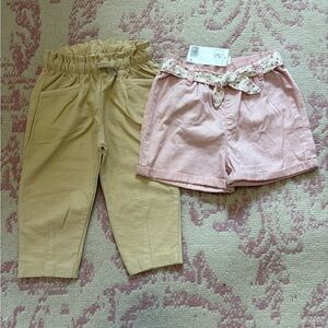 Zara Kids Beige Pants and H&M Pink Shorts